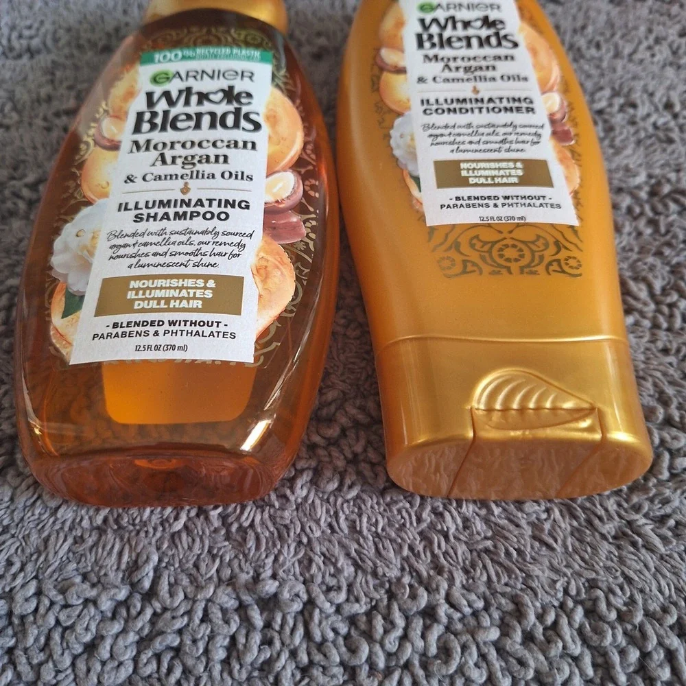 2 Pk Garnier Whole Blends Moroccan Argan Camellia Oil Shampoo Conditioner Bundle